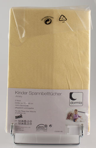 Dormia JERSEY Spannbetttuch Doppelpack gelb/gelb 70/140