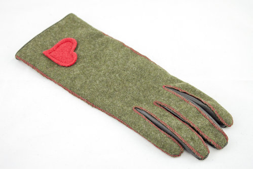 Eska 0309W-A CAROLE Loden Handschuhe mit Herz oliv