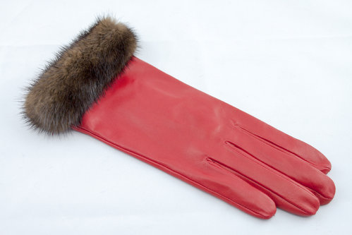 Feralex NHFL/11292V-28 DEBORAH cuir gants rouges mink trimming