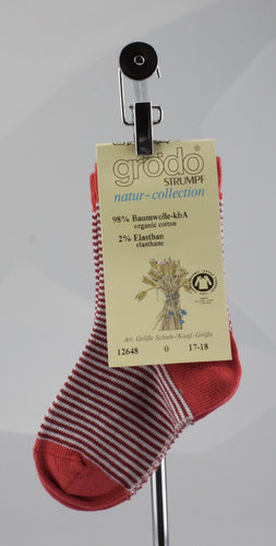 Grödo 12648 FINE BOUCLES chaussettes pour enfants cotton organique rouge-blanc