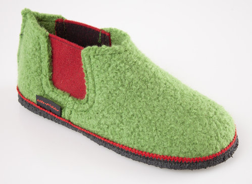 Kitz Pichler CHELSEA pantoufles tyroliennes laine bouillie vert herbe/rouge