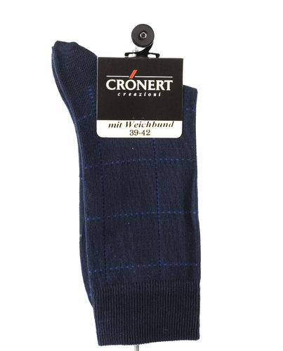 Crönert 26406-1920 CARREAUX FINS chaussettes pour hommes cotton marine/navy