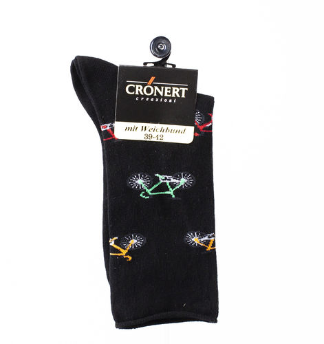 Crönert 26506-2600 VELO chaussettes en cotton pour hommes noir