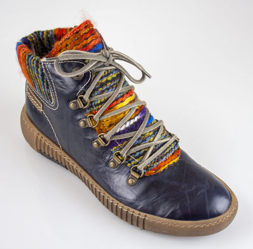 Josef Seibel 84606-88532 MAREN 06 lace-up boots mid / zip crash leather / plush ocean-multi