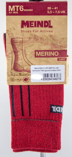 Meindl 9635-21 MT6 MERINO LADY chaussettes techniques de randonnée   bordeaux