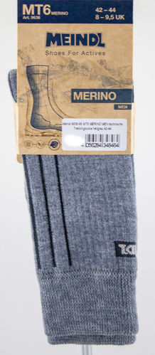Meindl 9636-95 MT6 MERINO MEN chaussettes techniques de randonnée   gris clair