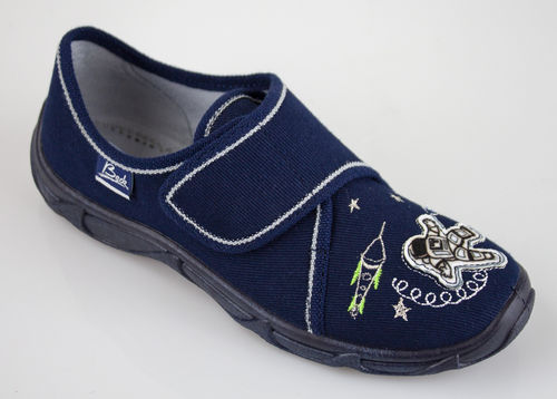 Beck 3048 SPACEMAN velcro slippers cotton dark blue