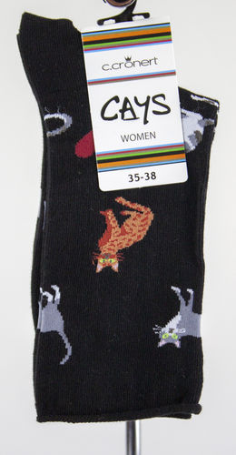 Cays 18828-2600 CHAUSSETTES LONGUES CATHY chats noir
