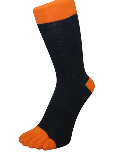 LetzGo 5 FINGER deux couleurs chaussettes à orteils coton noir-orange