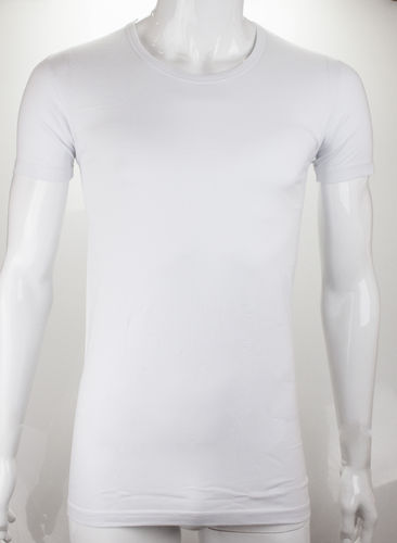 Zahret Alcotton 100100 Herren Hemd mit O-Ausschnitt, halbarm Single Jersey 100% Baumwolle weiss
