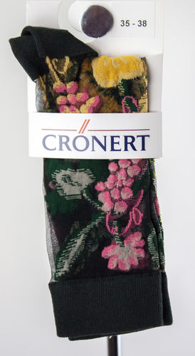 Crönert 16911-2550 FLOWER transparent socks anthrazite