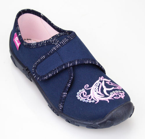 Beck 3060 ROMANTIC chaussures velcro tissu  bleu foncé