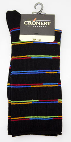 Crönert 27203-2600 STRIPES chaussettes hommes coton noir