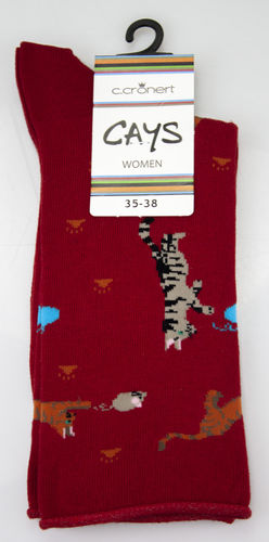 Crönert 18211-1600 CATS chaussettes longues coton rouge