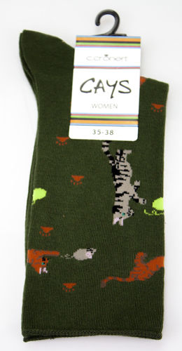 Crönert 18211-2169 CATS chaussettes longues coton olive foncé