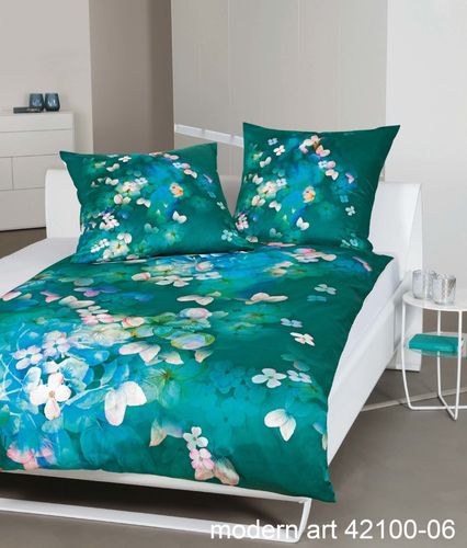 Janine 42100-06 MODERN ART bed linen set Mako-Satin emerald green 135/200